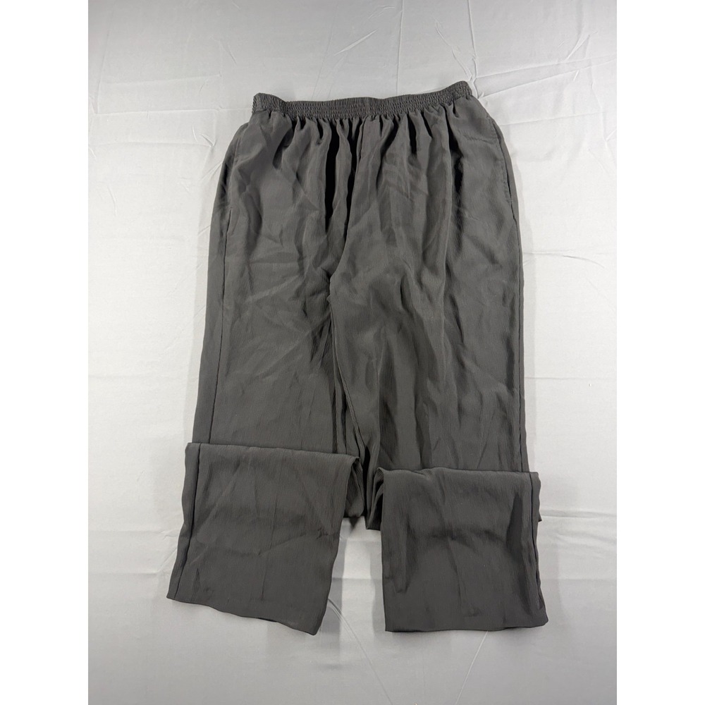 BonWorth Womens Pants XL Petite Gray Pull On Elastic Waist Straight Leg Casual